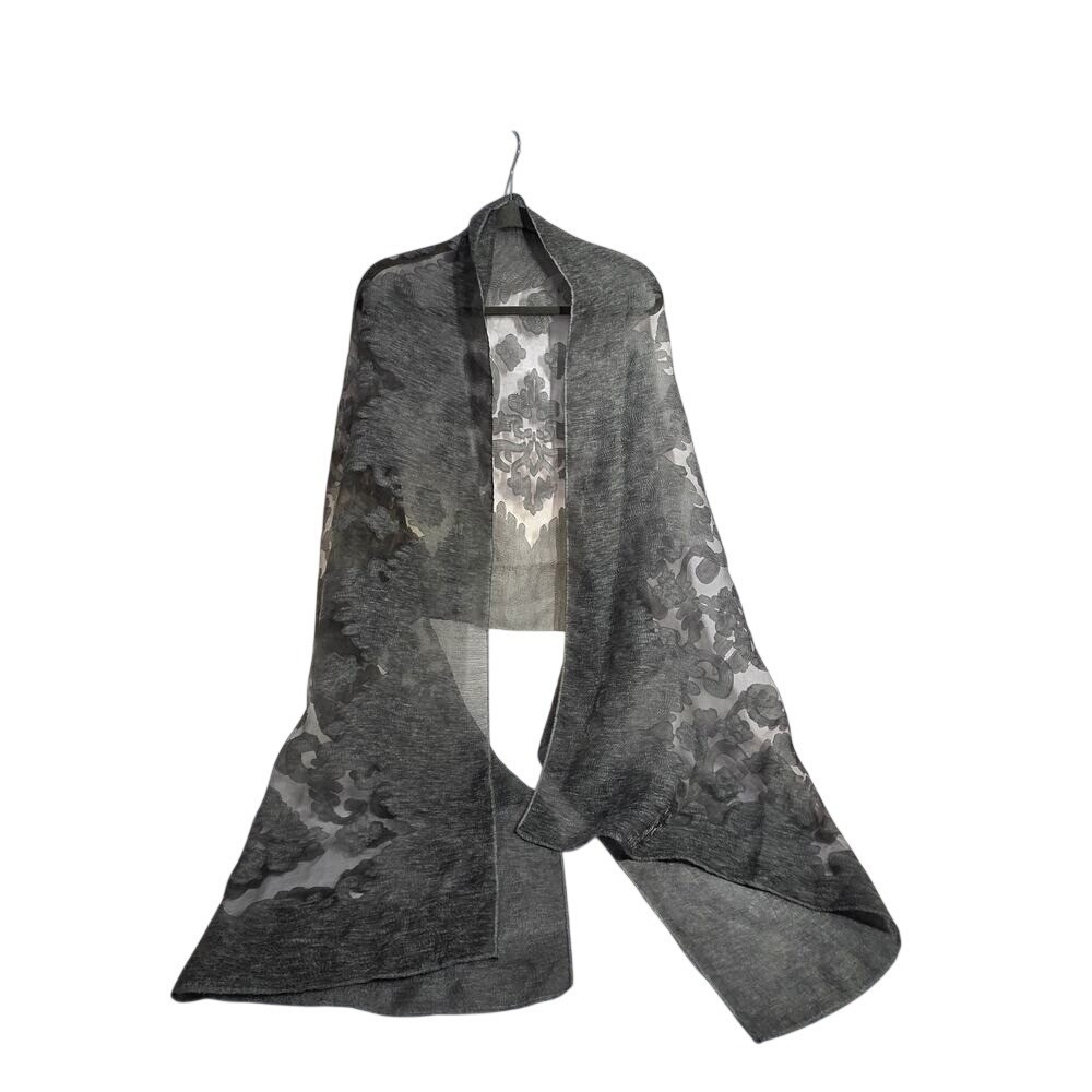 GRAHAM & SPENCER Gray Damask‎ Burnout Sheer Scarf Shawl Wrap Womens